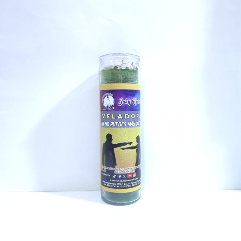 VELADORA TÚ NO PUEDES MÁS QUE YO DE VASO MARCA PROPIA PREPARADA