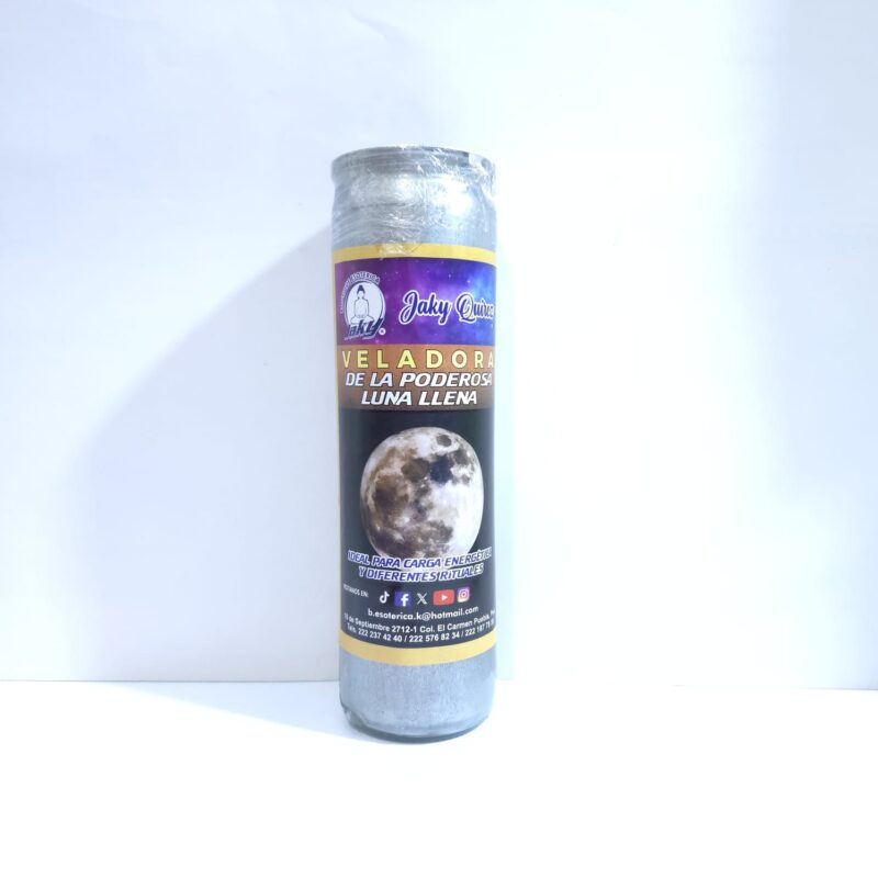 VELADORA DE LA PODEROSA LUNA LLENA DE VASO MARCA PROPIA PREPARADA