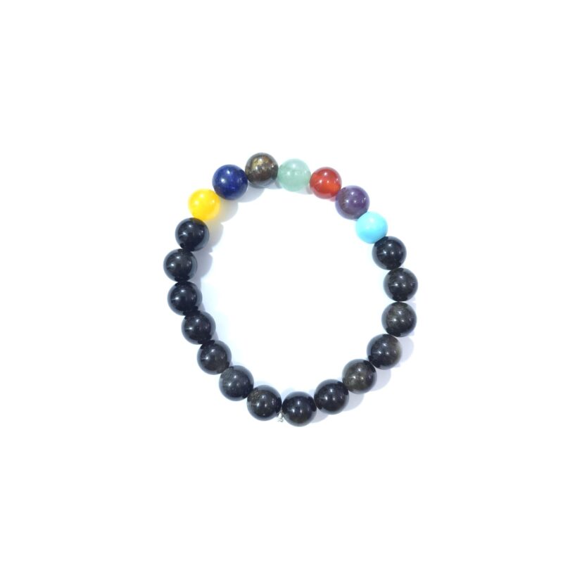 PULSERA 7 CHAKRAS CON OBSIDIANA
