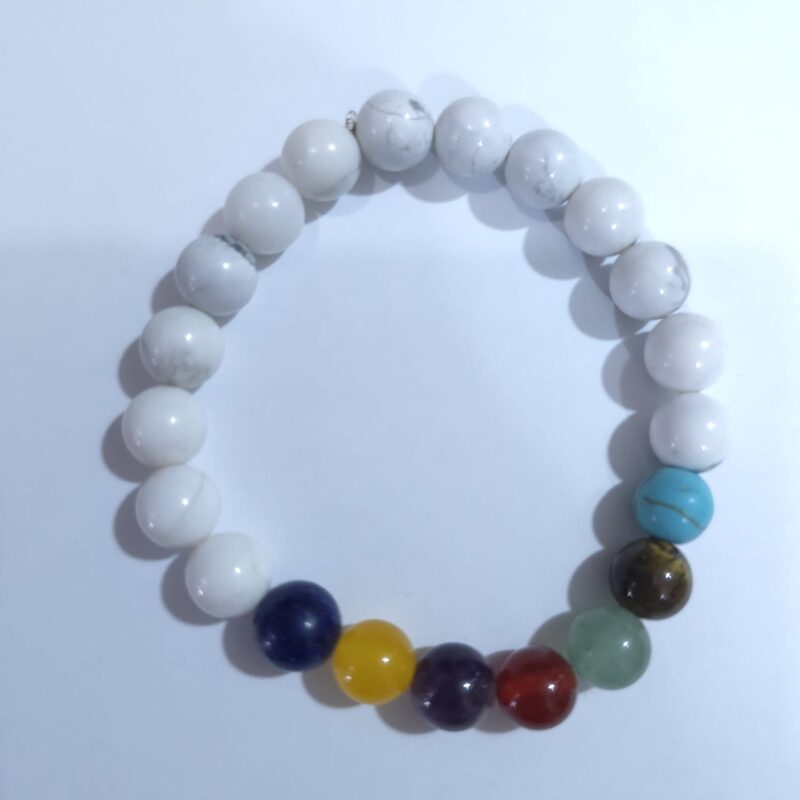 PULSERA DE LOS 7 CHAKRAS CON HAWLITA BLANCA