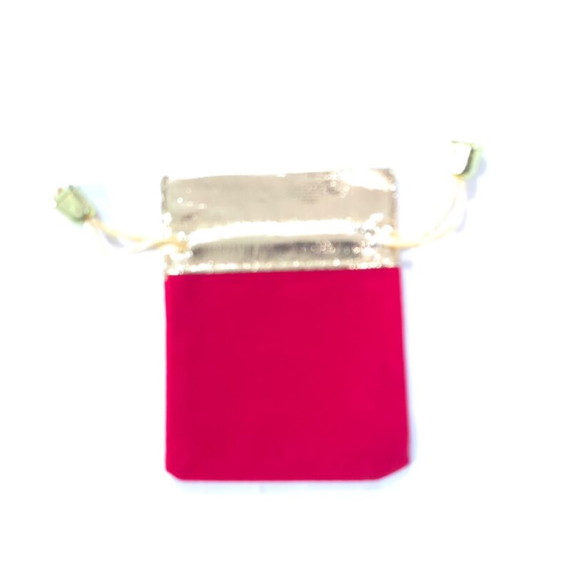 BOLSA DE TERCIOPELO ROJA CON DORADO 9 X 7 cm