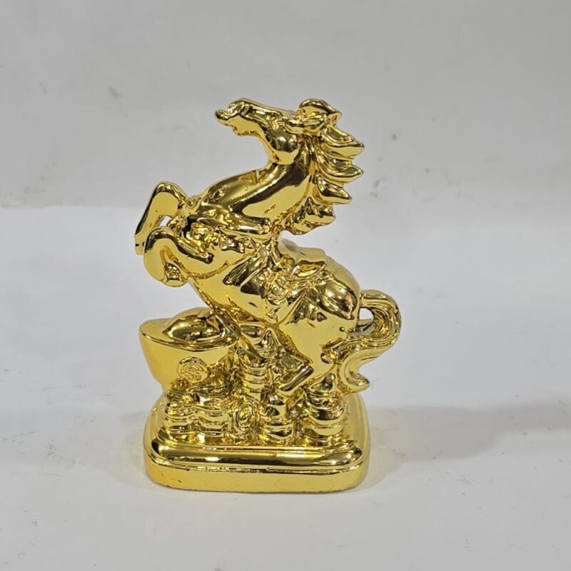 CABALLO CON LINGOTE DORADO METALICO IMPORTACIÓN