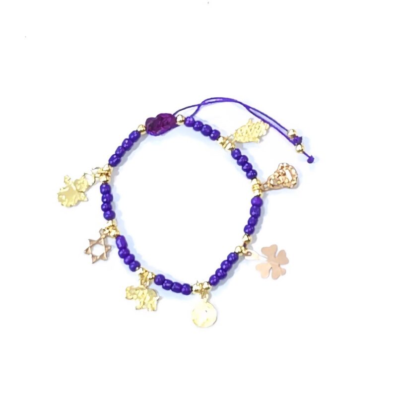 PULSERA AJUSTABLE MORADA DE LA SUERTE Y PROTECCIÓN