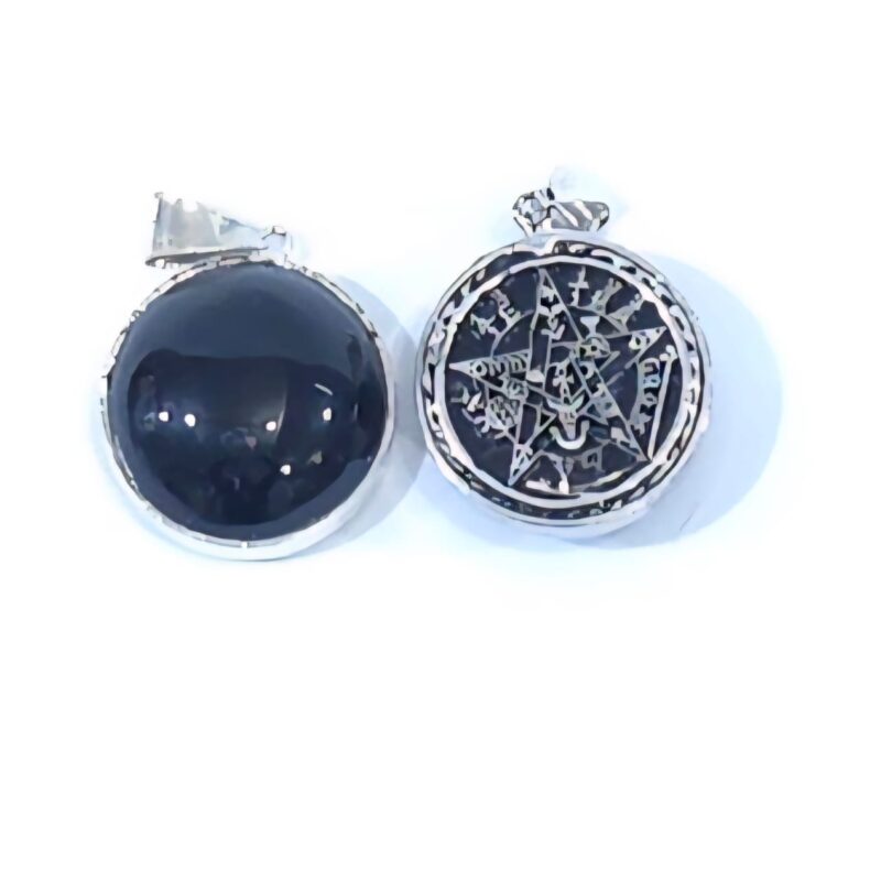 DIJE DE OBSIDIANA CON TETRAGRAMATON 5 CM