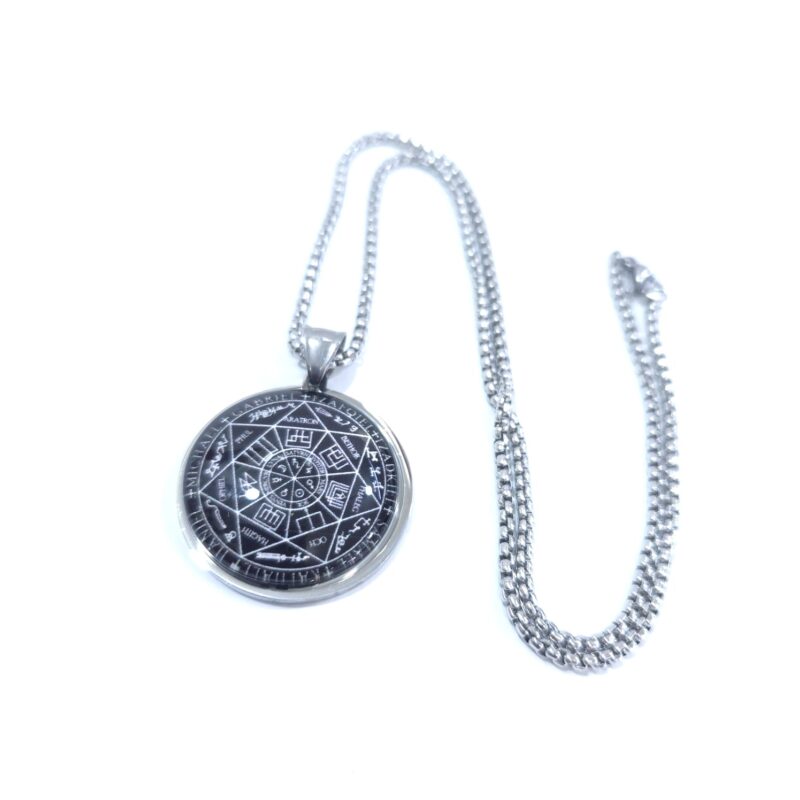 CUBO DE METATRON 4 CM ENCAPSULADO PLATEADO CON CADENA ACEROINOXIDABLE