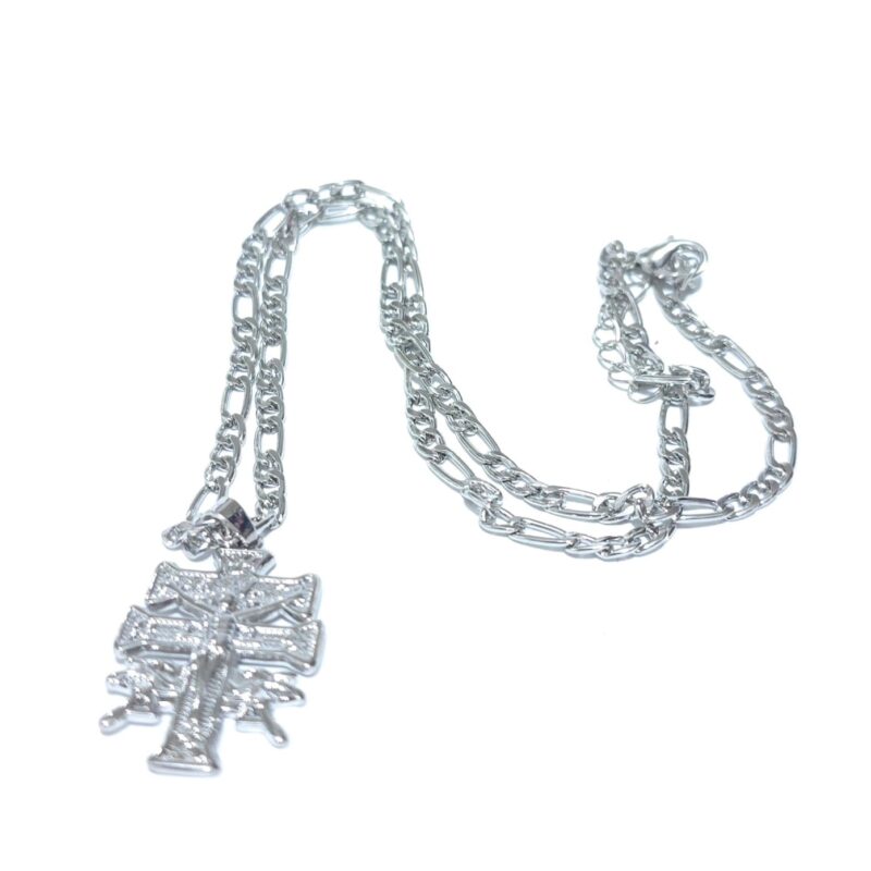 CRUZ DE CARAVACA PLATEADA ACERO INOXIDABLE 4X2 CM