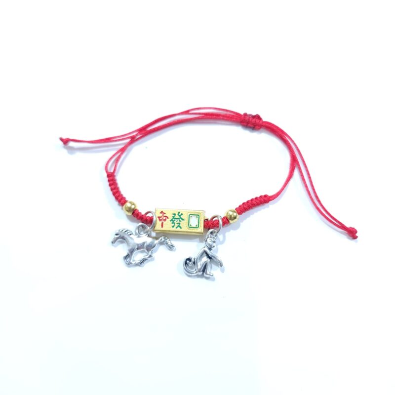 PULSERA LINGOTE ABUNDANCIA CON CABALLO Y MONO