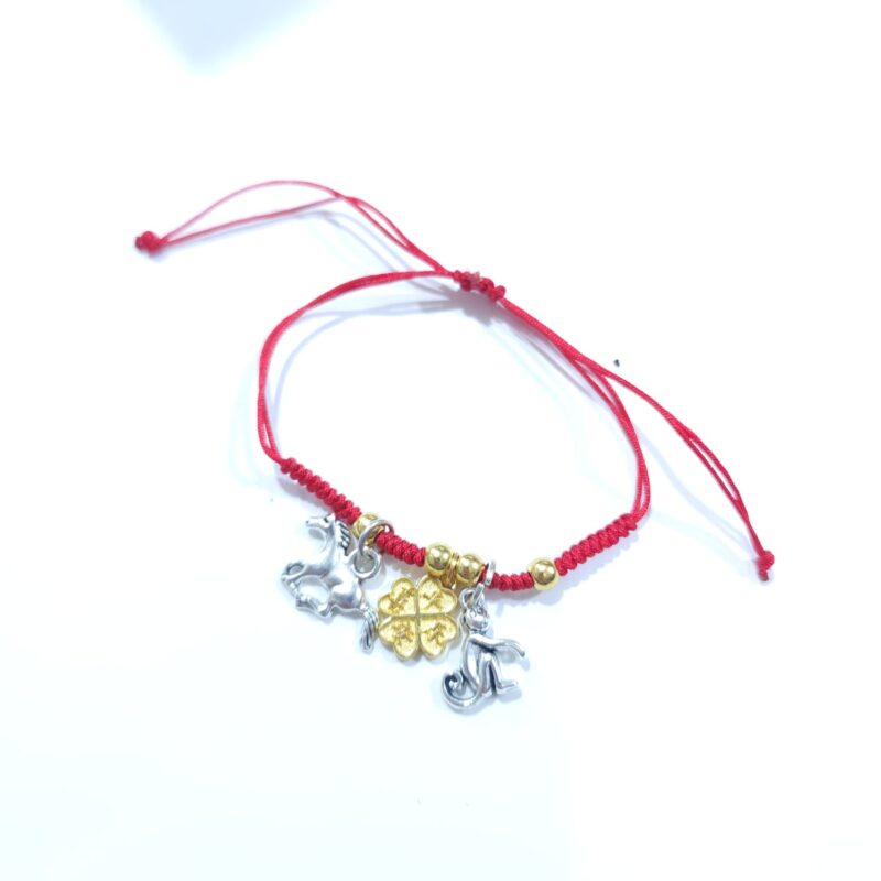 PULSERA AJUSTABLE TREBOL SUERTE CABALLO Y MONO